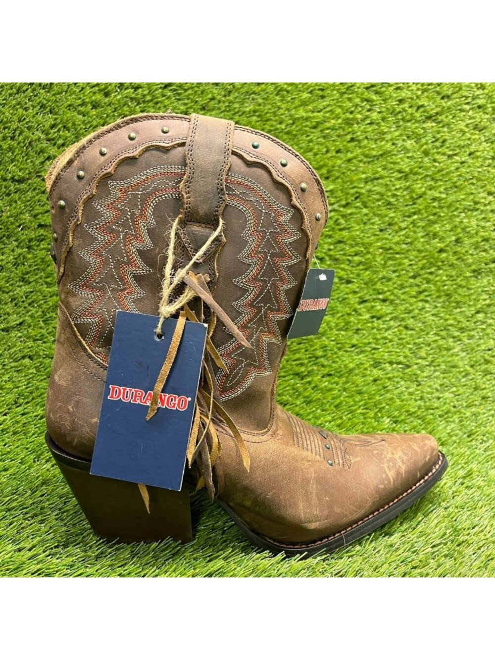 Durango Crush Womens Size 9.5 Brown Cowgirl Western Snip Toe Zip Fashion Boots